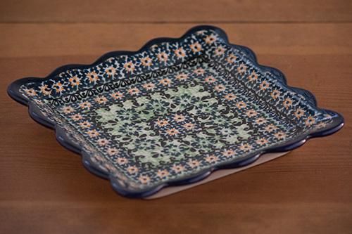 ポーランド陶器「ボレスワヴィエツ社」スクエアプレート 16cm