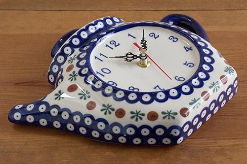 ポーリッシュポタリー＊時計　ポット ポーリッシュポタリー 時計 ポット 陶器