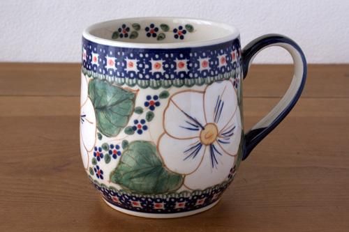 ミレナ ぽってりマグ 0 3l 大きな白い花アート ポーランド陶器 食器専門店ツェラミカ ミレナ ぽってりマグ 0 3l 大きな白い花アート ポーランド陶器 食器専門店ツェラミカ