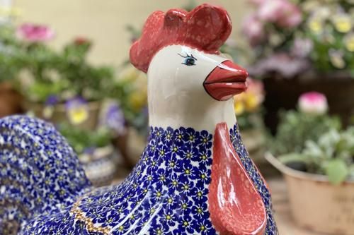 ミレナ」にわとり【青い花いっぱい】 - ポーランド陶器・食器 ミレナ」にわとり【青い花いっぱい】 - ポーランド陶器・食器