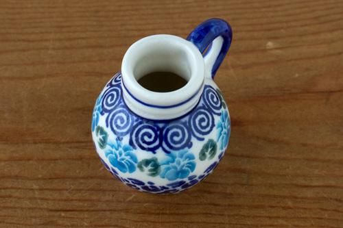 マヌ」ミニチュア つぼ【水色の花】 - ポーランド陶器・食器専門店