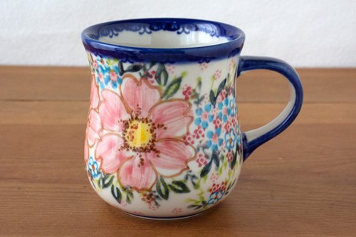 VENA」ぽってりマグ 350cc【コーラルピンクの花】 - ポーランド陶器・食器専門店ツェラミカ