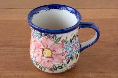 VENA」ぽってりマグ 350cc【コーラルピンクの花】 - ポーランド陶器・食器専門店ツェラミカ