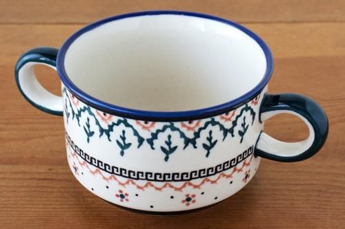 ポーランド陶器のスープカップ2個セット ポーリッシュポタリー