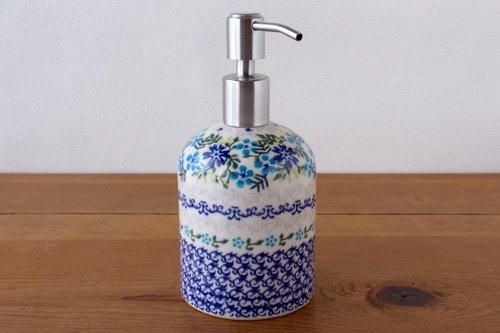 VENA」ポンプディスペンサー【青×グレー小花】 - ポーランド陶器