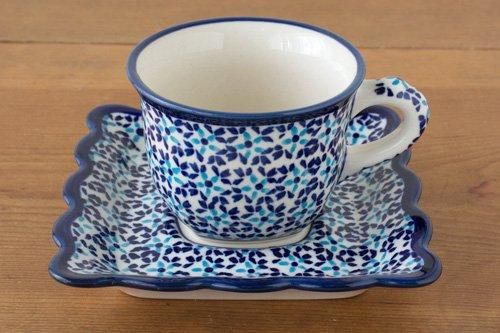 ボレス」カップ＆ソーサー・スクエア0.15L【幾何学青】 - ポーランド