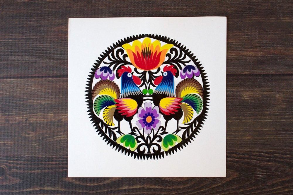 ポーランド製 切り絵 本物 52cm×27cm 希少 ポーランド コースター 切り絵 オーナメント ヨーロッパ 非売品
