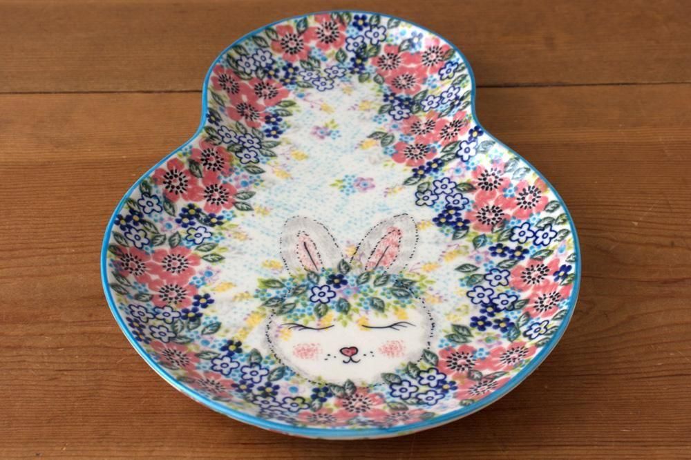 VENA」ダルマ・プレート【うさぎ×ピンク】 - ポーランド陶器・食器専門