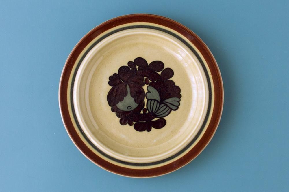 スウェーデン製　Kitttsjo 北欧アンティーク　皿　Arabia好きの方にも スウェーデン Nittsjo きれいなネイビーのプレート 19cm 北欧