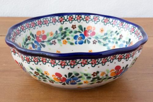 大量入荷 ミレナ」スカラップボウル 17cm【オレンジ&水色花の環 食器