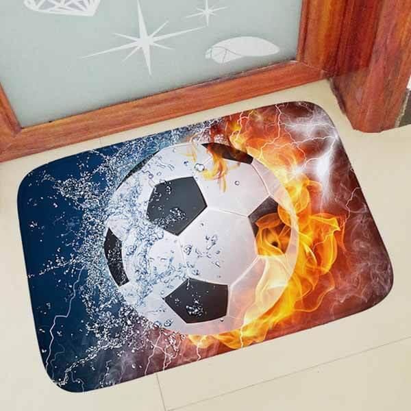 サッカーグッズ 通販 炎と水のおもしろサッカーボール柄のユーティリティマット サッカーグッズ 通販 炎と水のおもしろサッカーボール柄のユーティリティマット