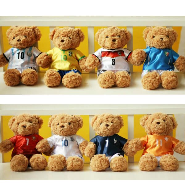 サッカーグッズ 雑貨 サッカーのユニフォームを着たクマの人形
