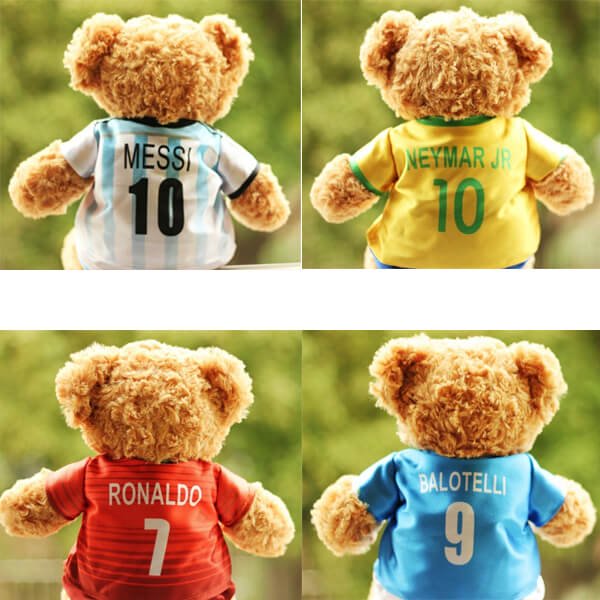 サッカーグッズ 雑貨 サッカーのユニフォームを着たクマの人形