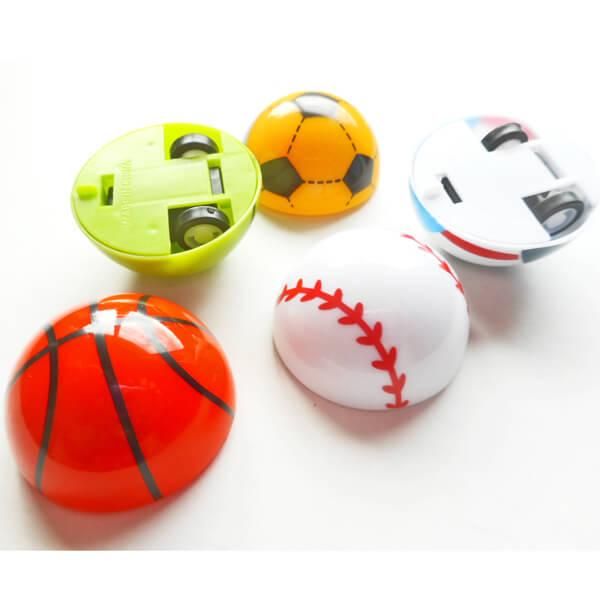可愛いサッカーボール型(黄色・黒)プルバックカー (チョロQと