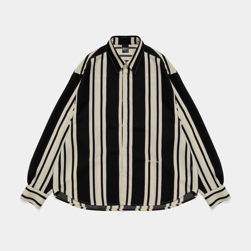 APPLEBUM / Wooly Twill Stripe Oversize L/S Shirt (Ivoly/Black)
