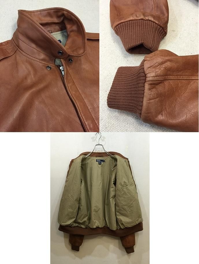 90sラルフローレン A2 レザーJKT 飴色 極上