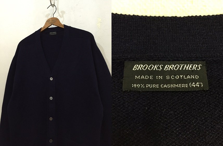 ６０ｓBROOKSBROS 黒銀タグ カシミアカーディガン 濃紺 極上 - 大きい