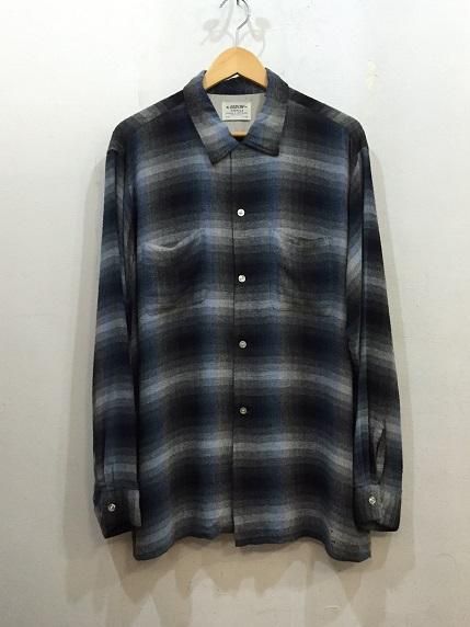 60sアロー オンブレチェック レーヨンシャツ 黒ベース XL 