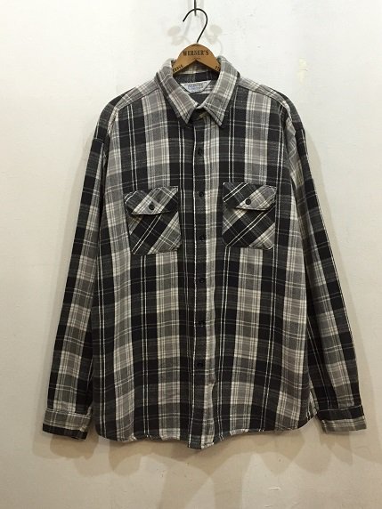 【好評にて期間延長】 80s FIVE ヘビーネルシャツ　黒×グレー　XL BROTHER シャツ