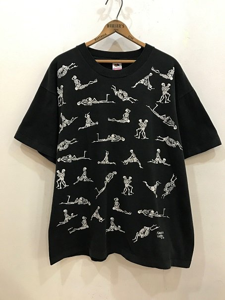 90s 四十八手 Tシャツ エロTシャツ ガイコツ フルーツオブザルームM