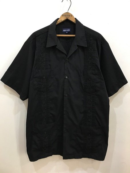 ９０ｓＦＩＲＳＴＬＩＮＥ キューバシャツ 黒 ＸＬ - 大きいサイズ専門