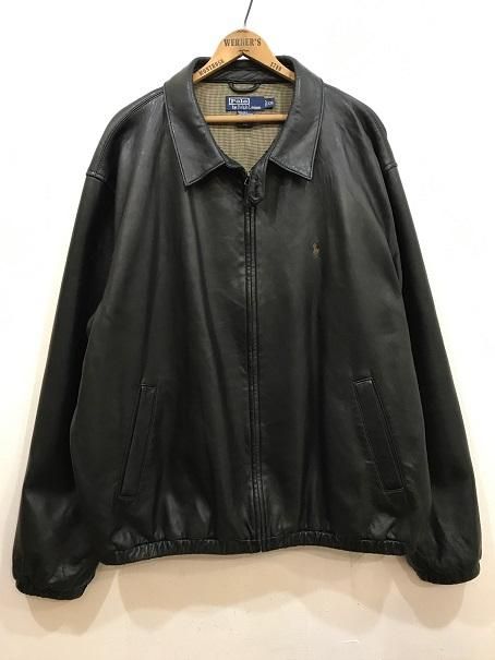 90sラルフローレン スイングトップ 黒レザー 極上 XXL - 大きい 