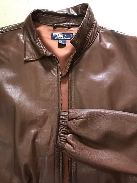 90sラルフローレン ラムスキン レザースイングトップ XL 超極上 