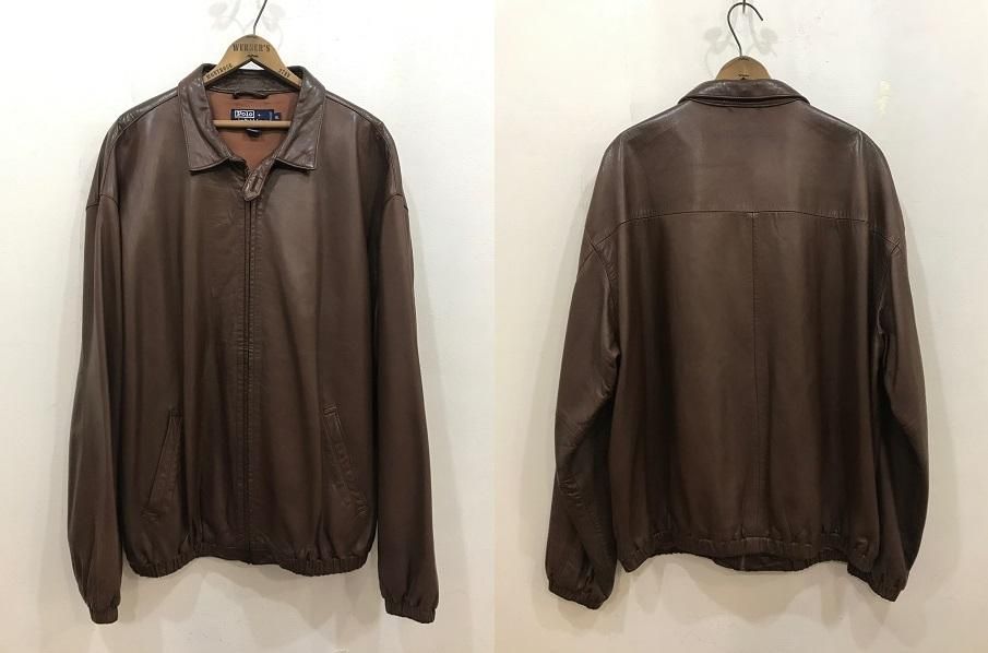 90sラルフローレン ラムスキン レザースイングトップ XL 超