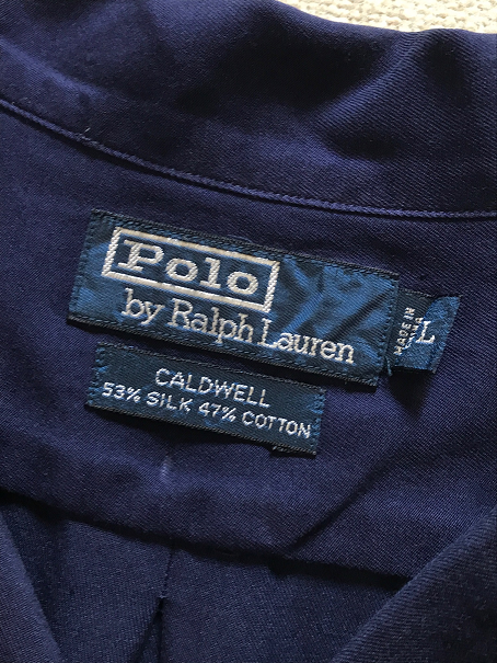 90s【美品】Polo ラルフローレン シルク　コットン 青　　オーバーサイズ