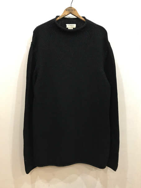 ００年代Ｊ.ＣＲＥＷ ロールネック コットンセーター 黒 極上品 ＸＬ