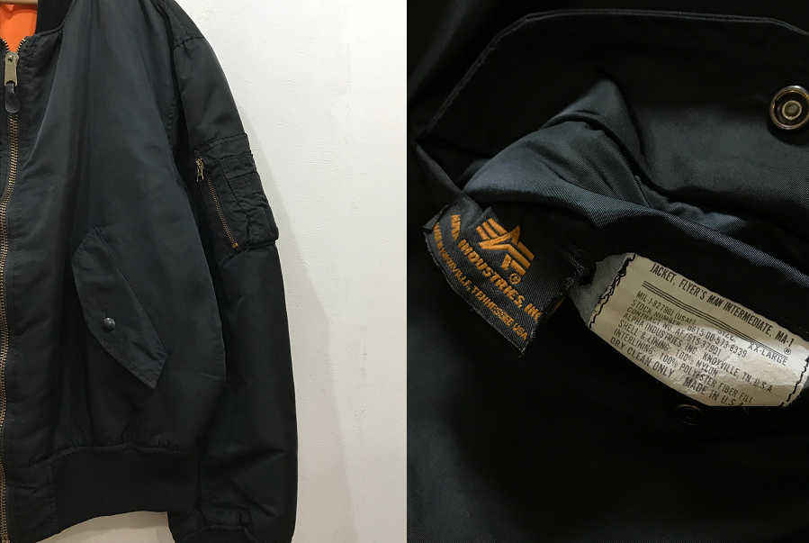 ９０ｓアルファ ＵＳＡ製 ＭＡ１ ＪＫＴ ＸＸＬ ブラック 極上 ...