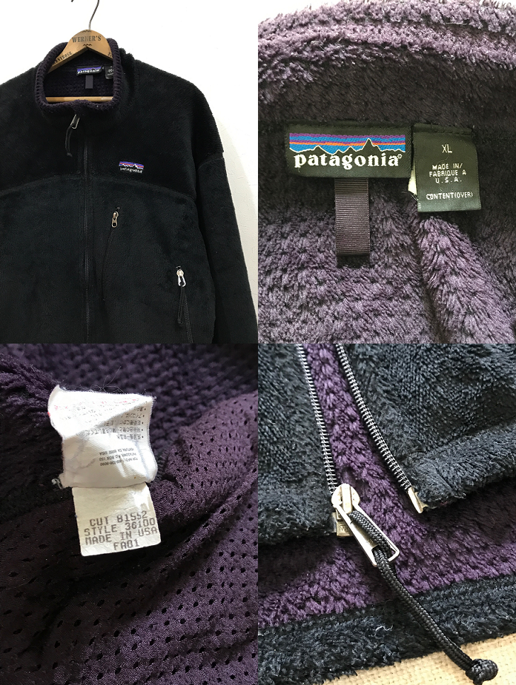 ☆'01 下押し パタゴニア R4 ベスト (XS) 刺繍タグ USA製 黒×紫 ☆'01 下押し パタゴニア R4 ベスト (XS) 刺繍タグ USA製 黒×紫