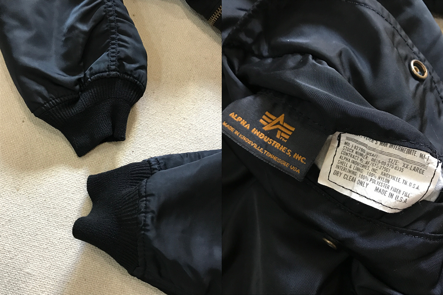 90sアルファ MA1 USA製 黒 極上コンディション XXL
