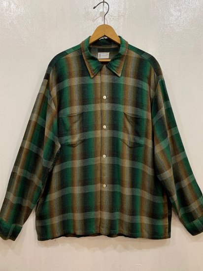 60s タウンクラフト オンブレ レーヨンチェックシャツ sizeL〜XL位-