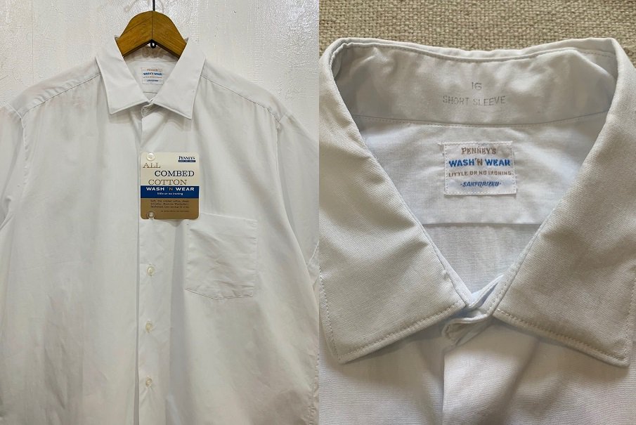 60sぺニーズ タウンクラフト ホワイト ブロードシャツ オリジナル半袖 DEADSTOCK 16 LARGE 大き目 - 大きいサイズ専門の
