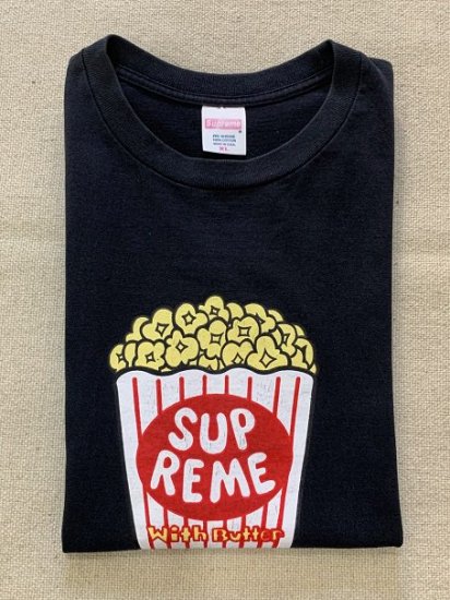 ０２年ＳＵＰＲＥＭＥ ポップコーンＴシャツ 超極上コンディション ブラック サイズＸＬ - 大きいサイズ専門の古着屋 INDIGO TRAIL  BIGSIZESTORE