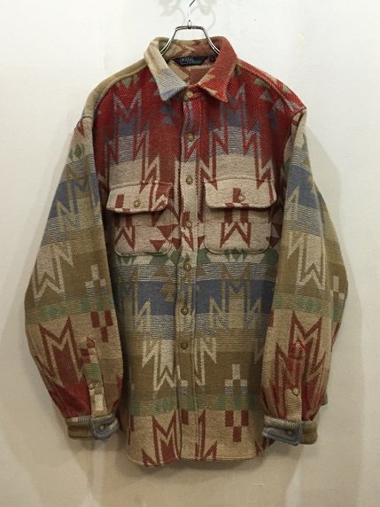 90sラルフローレン USA製 ネイティブ柄ウールシャツ 極上 - 大きいサイズ専門の古着屋 INDIGO TRAIL BIGSIZESTORE