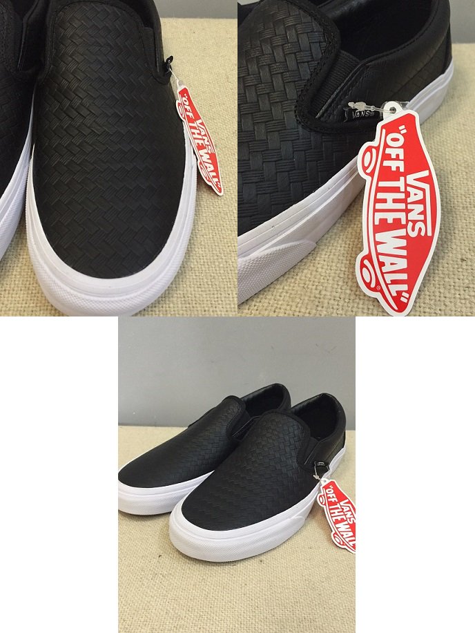 vans スリッポン レザー 安い 編み込み