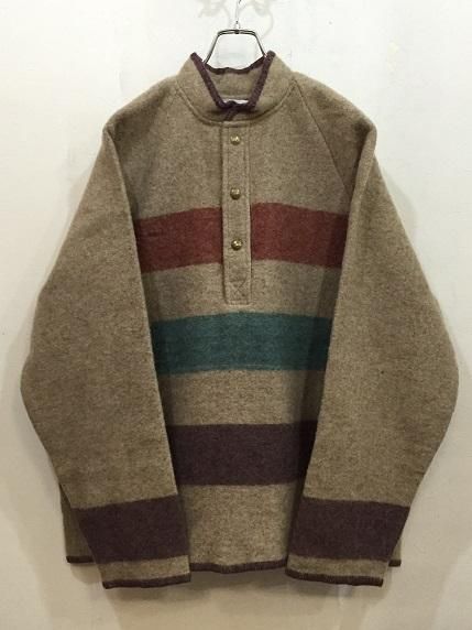 70sLLBean ハーフスナッププルオーバーフ リースM配色ボーダー