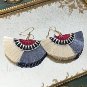 TRINITY SELECTۡIMPORT HANDMADEFan Earring With Silk Tassel Earrings(Off&Bluegray)