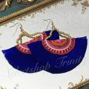 TRINITY SELECTۡIMPORT HANDMADEBoho Tassel Earring With Embroidered Fabric 