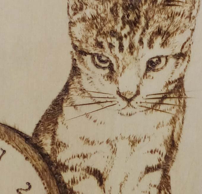 藤重日生 手描き焼き絵 ウッドバーニング fuji140002 猫 ネコ キャット 