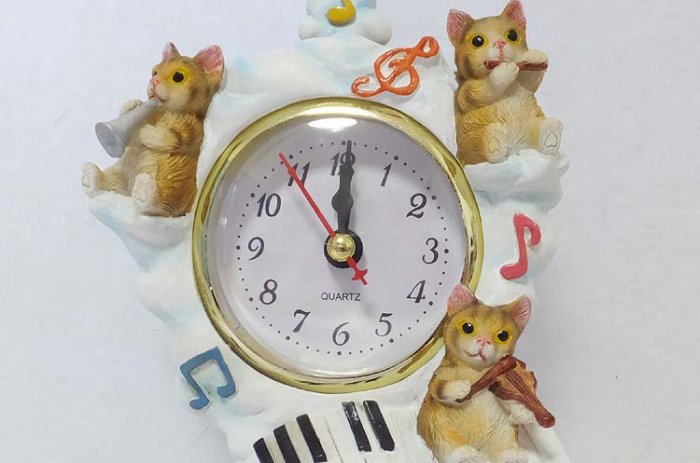 ミュージカルキャットクロック 320190 置き時計 猫 ネコ - 猫グッズと姫雑貨のお店 オトメ日和