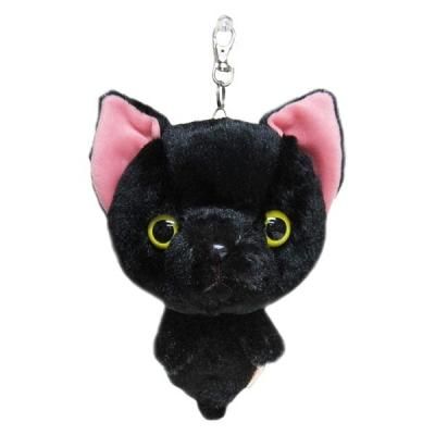 ぬいぐるみパスケース BIG FACE CAT クロ 定期入れ ネコ
