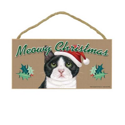 アメリカ直輸入 木製クリスマスプレート ハチワレ 猫 キャット ネコ 猫グッズと姫雑貨のお店 オトメ日和