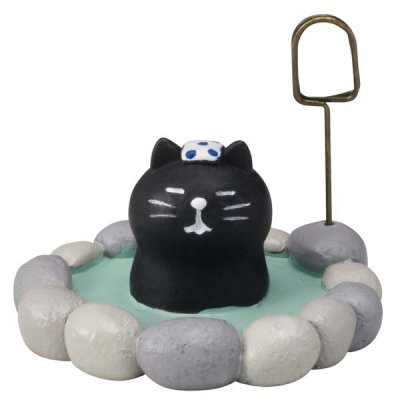 concombre 露天風呂猫 黒猫 ネコ キャット カードスタンド - 猫グッズ