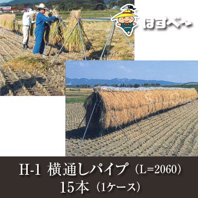 稲掛け支柱（ほすべー）H-1【横通しパイプ】（L=2060 15本／1ケース）｜ ファーマーズライフ