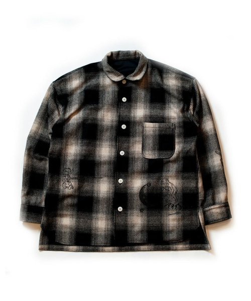 [予約商品2022aw] SEVESKIG/セブシグ/ Embroidery Wool Adapt Shirt 
