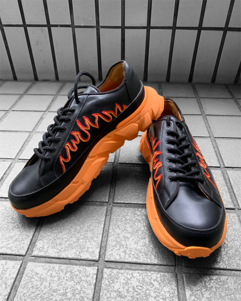  TENDER PERSON(テンダーパーソン) FLAME EMBROIDERY SHOES (BLACK×ORANGE)