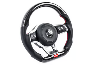 APR STEERING WHEEL - CARBON FIBER & PERFORATED LEATHER MK7 GTI/GLI RED (FOR USE WITHOUT PADDLES)